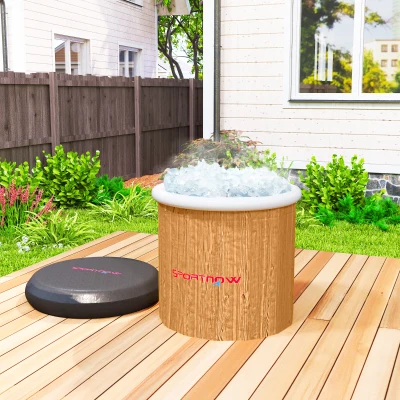 SPORTNOW Eisbadewanne, 300 Liter aufblasbare Eiswanne für Muskelentspannung mit Abdeckung, Tragetasche, Luftpumpe, Braun