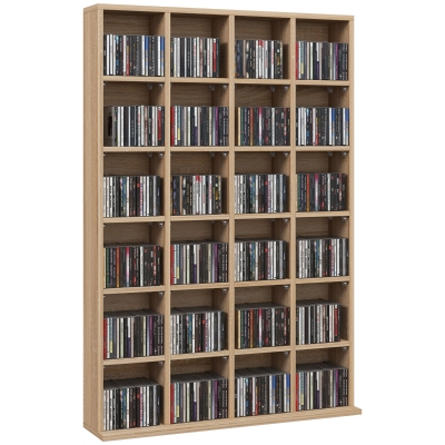 HOMCOM CD Storage Unit Adjustable Shelves Natural Wood 89x130.5cm