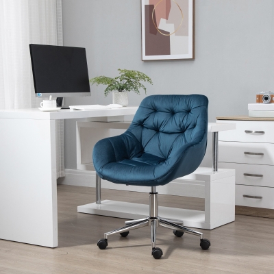 Vinsetto Velvet Ergonomic Office Chair Blue