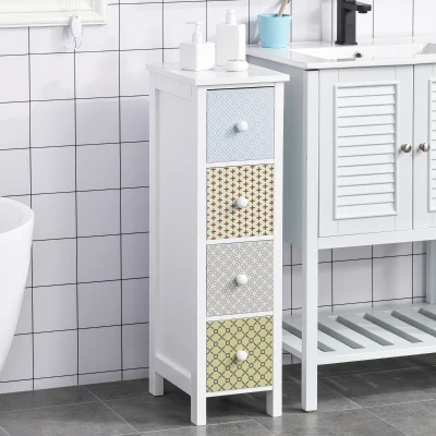 HOMCOM 4 Drawer Dresser Storage Cabinet for Bedroom, Bathroom