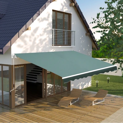 Outsunny Tenda da Sole 2.5x2m Avvolgibile con Manovella Verde
