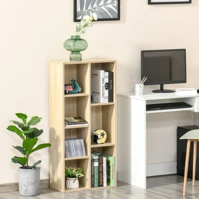 HOMCOM Bücherregal Wohnzimmerregal Bücherschrank Standschrank mit 7 Fächern Eiche Spanplatte 50 x 24 x 106 cm