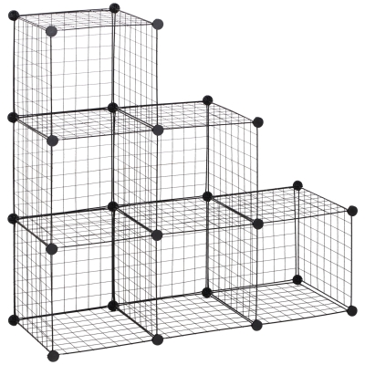 HOMCOM Metalen Kubusrek, Aanpasbare Kubuskast voor Kleding, Boeken, Speelgoed, Flexibel, 109L x 37B x 109H cm, Zwart