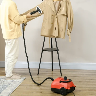 HOMCOM Limpiador a Vapor Portátil 3,5 Bar Potencia 1500W Deposito 1,2 L Vaporeta Multiusos con 13 Accesorios 34x25x23,5 cm Rojo