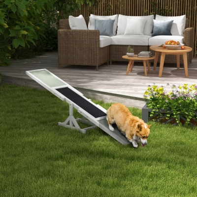 PawHut Wooden Dog Seesaw Agility Equipment White