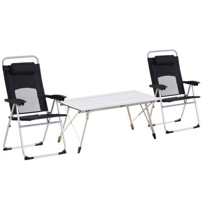 Outsunny 3-Piece Folding Camping Table & Chairs Set