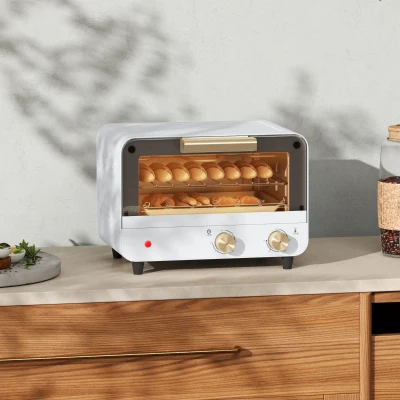 HOMCOM Fornetto Elettrico con Temperatura Regolabile Bianco e Oro