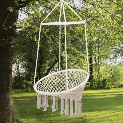 Outsunny Sedia sospesa 80cm x 80cm x 150cm Beige
