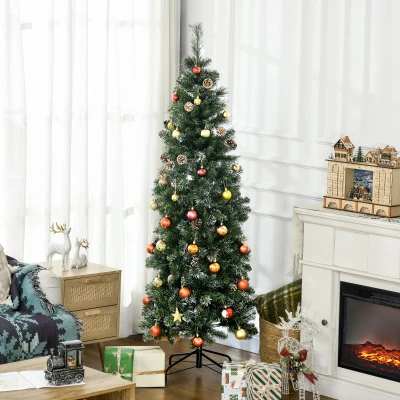 HOMCOM Albero di Natale Artificiale 180cm con Pigne e 618 Rami