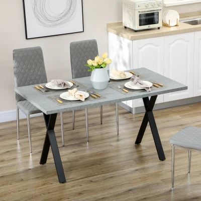 HOMCOM Esstisch, Küchentisch, Tischplatte in Steinoptik, Stahlbeine, 140 x 80 x 76 cm