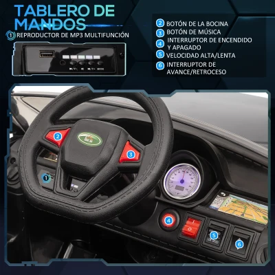HOMCOM Coche Eléctrico SUV para 3-6 Años Coche de Batería 12V con 2 Motores Mando a Distancia 110x68x52 cm Negro(m-5)
