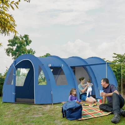 Outsunny Tenda da Campeggio 5-6 Persone con 2 Porte e Finestre