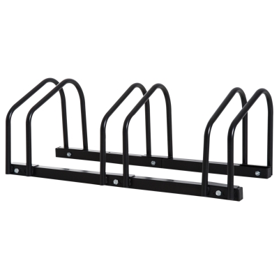 HOMCOM Bike Stand Locking Rack 3 Racks Black