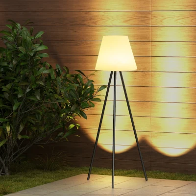 Outsunny Dreibein Solarlampe, dimmbar, warmweißes Licht, Metallrahmen, Ø38 x 137 cm, Schwarz/Weiß