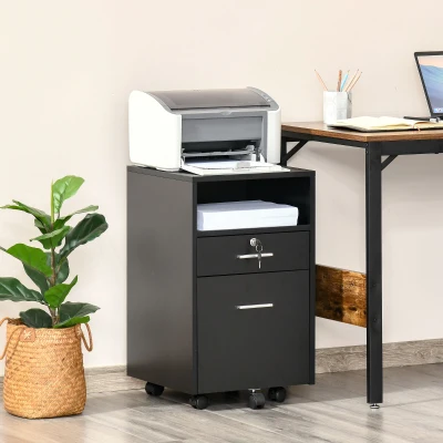 Vinsetto Lockable Filing Cabinet with Wheels - Black