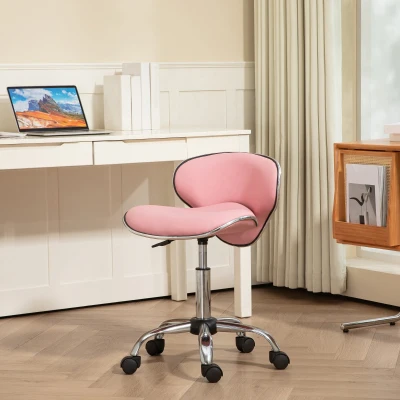 HOMCOM Adjustable Swivel Salon Stool Pink
