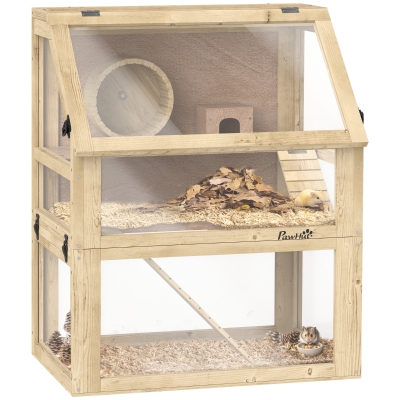 hamster cage 60W x 40D x 75Hcm Natural wood finish