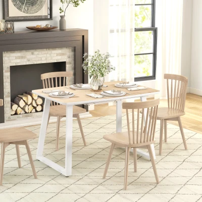 HOMCOM Klappbarer Esstisch, ausziehbar, industrieller Stil, MDF-Holzoptik, Metall, 120-160 x 80 x 76 cm, Eiche