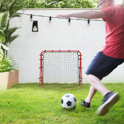 HOMCOM Fußballtor, verstellbar, klappbar, Metallrahmen, 100 x 95 cm, Rot