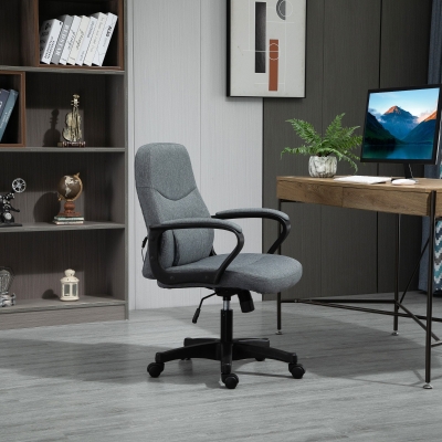 Vinsetto Chefsessel mit Massagefunktion Massage Sessel höhenverstellbarer Drehstuhl Bürostuhl ergonomisches Liniendesign mit USB-Schnittstelle höhenverstellbar Polyester PP Grau 59 x 63 x 92-101 cm
