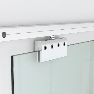 HOMCOM Puerta Corredera de Cristal 90x205 cm Puerta Corrediza Deslizante con Riel de Cristal de Seguridad Translúcido(m-8)