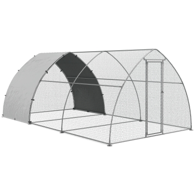 PawHut Gallinero para Exterior 304x560x220 cm Cubierta de Tela Oxford Resistente a los Rayos UV e Impermeable para Patio Plata