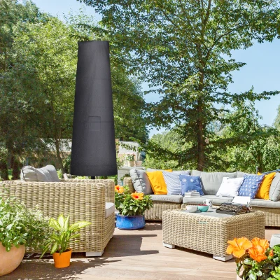 Outsunny Funda para Sombrilla de Jardín Impermeable de Tela Oxford 300D con Cremallera y Varilla de Soporte 240x48/70 cm Negro