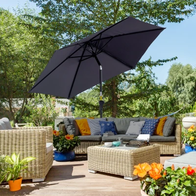 Outsunny Ombrellone da Giardino con Apertura a Manovella 2.6x2.4m