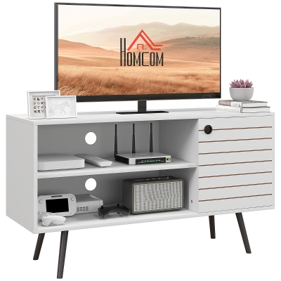 HOMCOM Duo Storage TV Unit White with Striped Door