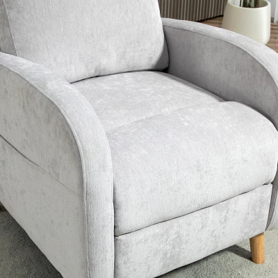 HOMCOM Sillón Relax Reclinable Tapizado en Lino Sintético con Reposapiés y Bolsillo Lateral Carga 120 kg Gris Claro(m-8)