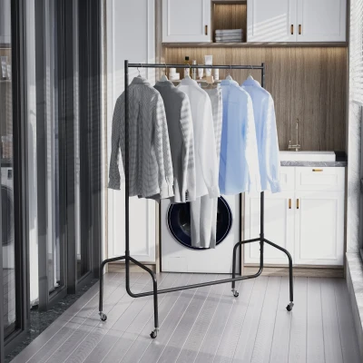 HOMCOM Kleiderständer Kleiderwagen Wäscheständer Rollgarderobe Garderobenständer (120 x 60 x 170 cm)