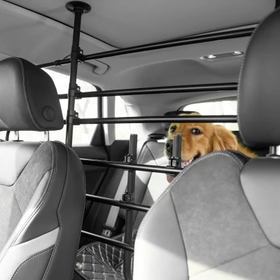 PawHut Barrera Protectora de Coche para Perros Reja de Protección Universal de Acero para Maletero Equipaje Automóvil Ajustable en Ancho y Altura 87-135 x 85-120 cm Negro