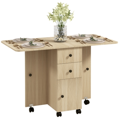 Folding Dining Table 120W x 60D x 76.5Hcm Natural Wood