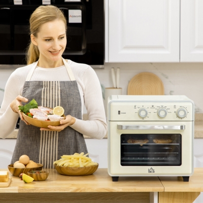 HOMCOM 5-in1 Mini Ofen, 20 L Fassungsvermögen, 1400W, 1 Backrost, 1 Backblech, 60 Min. Timer