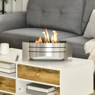 HOMCOM Camino Bioetanolo in Acciaio Inox 3h Combustione Serbatoio 1.5L