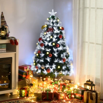 HOMCOM 4ft White Artificial Christmas Tree w/ 130 LEDs