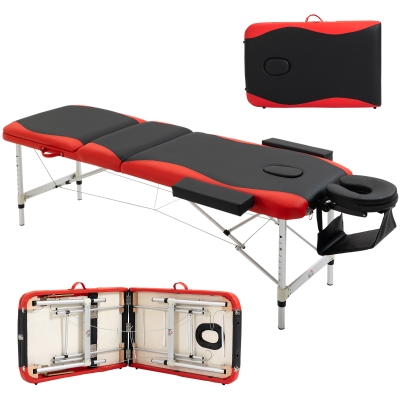 HOMCOM Lettino massaggi 215cm x 81cm x 84cm Nero e Rosso