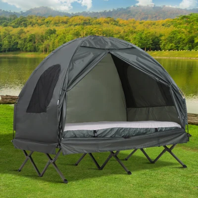 Outsunny Set da Campeggio Tenda Letto 2 Persone Polietilene Verde