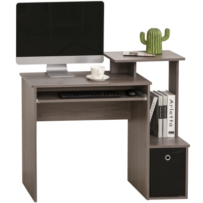 HOMCOM Computer Desk Grey with Sliding Keyboard Tray