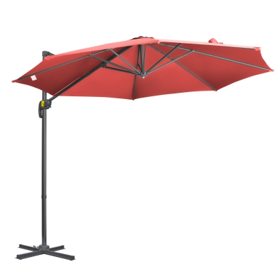 Outsunny Cantilever Parasol Crank Handle 3x3m Wine Red