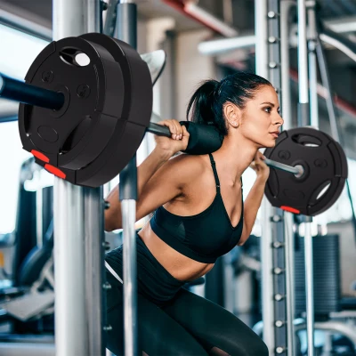 SPORTNOW 4er Gewichtsplatten-Set für Training, Fitnessstudio, Heimtraining, Stärke-Training, 2 x 7,5 kg und 2 x 5 kg, Schwarz