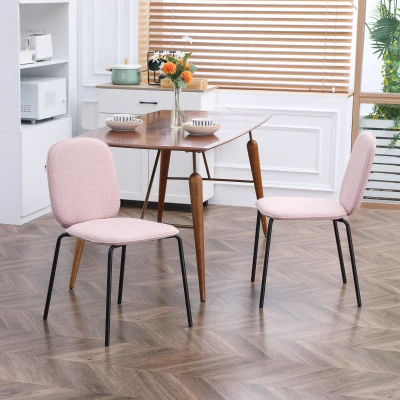 HOMCOM Set 2 Sedie da Pranzo in Tessuto Impilabili