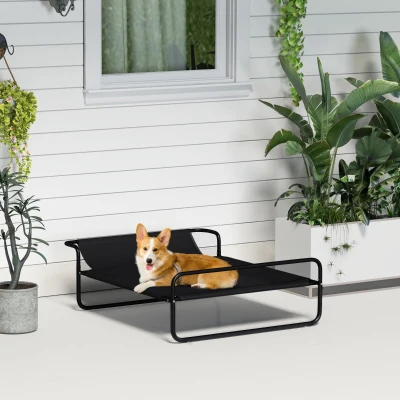 PawHut Hundebett, erhöhte Bauweise, Mesh-Bezug, Stahlrahmen, 29 x 91 x 69 cm, Schwarz