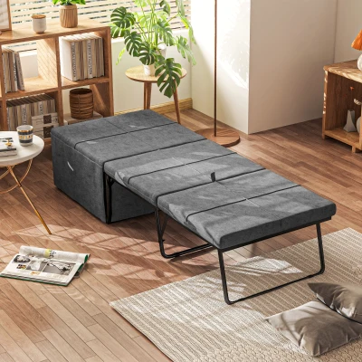 HOMCOM Cama Plegatín Plegable 68x180 cm con Colchón de Espuma Funda de Protección Cama de Invitados Carga 120 kg Gris