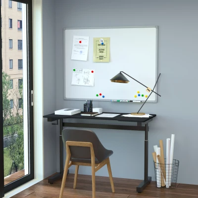 Vinsetto Schreibtisch Computertisch höhenverstellbar Handkurbellift Stehschreibtisch Bürotisch Verstellbare Fußstützen Metall Schwarz 120 x 60 x 72-117 cm