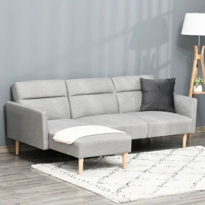 HOMCOM Divano letto 207cm x 146cm x 80cm Grigio