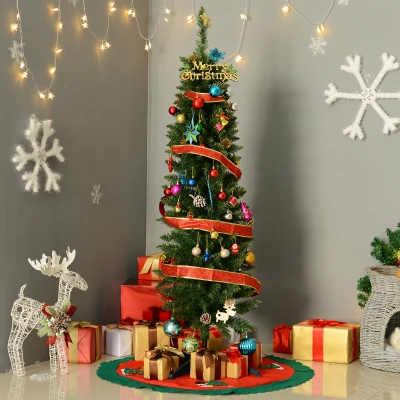 HOMCOM Árbol de Navidad 150 cm Árbol de Navidad Artificial Grande con 294 Puntas de Rama y Soporte de Metal Decoración Navideña para Interiores Fácil de Montar Verde
