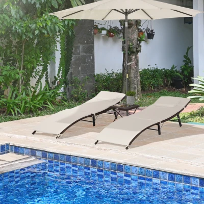 Outsunny Lettino prendisole 196cm x 61cm x 53cm Crema