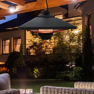 Outsunny Infrarotstrahler 2000 Watt Heizstrahler mit Fernbedienung 2 Heizstufen Schutzhülle LED-Anzeige elektrisch Wärmestrahler Quarzstrahler Terrassenheizer Infrarotheizung Schwarz