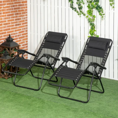 Outsunny Zero Gravity Recliner Chairs Set of 2 Black
